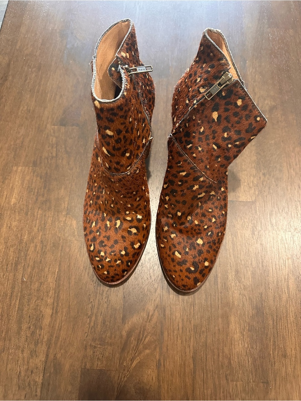 Madewell The Rosie Rich Brown Mutli Calf Hair Leopard Pattern Boots Size 9.5